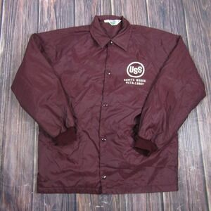 Turfer Jacket Mens M Red Vintage Snap Windbreaker USS‎ Geneva Works Metallurgy